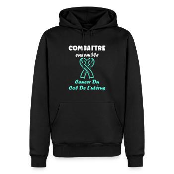 Sensibilisation au cancer du col de l'utérus - Sweat à capuche Premium bio Homme - noir - Devant - Nico (187cm)