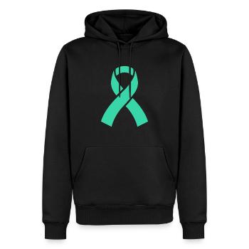 Sensibilisation au cancer du col de l'utérus - Sweat à capuche Premium bio Homme - noir - Devant - Nico (187cm)