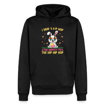 Joyeuses Pâques avec le lapin de Pâques - Sweat à capuche Premium bio Homme - noir - Devant - Nico (187cm)