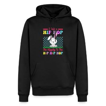 Joyeuses Pâques avec le lapin de Pâques - Sweat à capuche Premium bio Homme - noir - Devant - Nico (187cm)