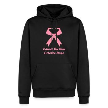 Sensibilisation cancer du sein - Sweat à capuche Premium bio Homme - noir - Devant - Nico (187cm)