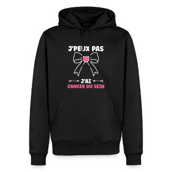 Sensibilisation cancer du sein - Sweat à capuche Premium bio Homme - noir - Devant - Nico (187cm)