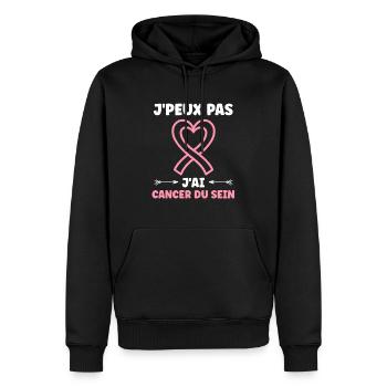Sensibilisation cancer du sein - Sweat à capuche Premium bio Homme - noir - Devant - Nico (187cm)