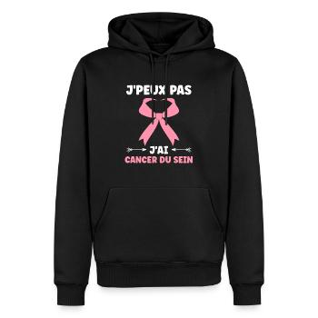 Sensibilisation cancer du sein - Sweat à capuche Premium bio Homme - noir - Devant - Nico (187cm)