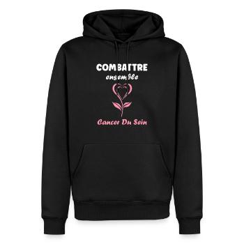 Sensibilisation cancer du sein - Sweat à capuche Premium bio Homme - noir - Devant - Nico (187cm)