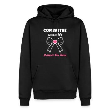 Sensibilisation cancer du sein - Sweat à capuche Premium bio Homme - noir - Devant - Nico (187cm)