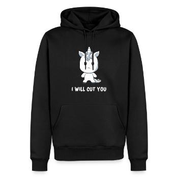Licorne - Licorne mignonne - Licorne drôle - Sweat à capuche Premium bio Homme - noir - Devant - Nico (187cm)