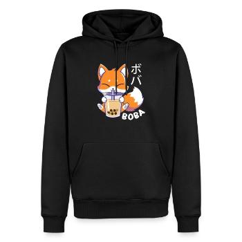 Fox - Cute Fox - Fluffy Fox - Boba Fox - Fox Lover - Men’s Premium Organic Hoodie - black - Front - Nico (187cm)