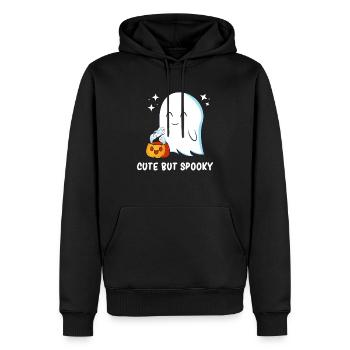 Fantôme - Fantôme mignon - Fantôme drôle - Fantôme d’Halloween - Sweat à capuche Premium bio Homme - noir - Devant - Nico (187cm)