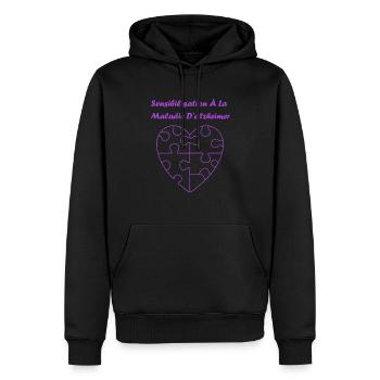 Sensibilisation à la maladie d’Alzheimer - Sweat à capuche Premium bio Homme - noir - Devant - Nico (187cm)
