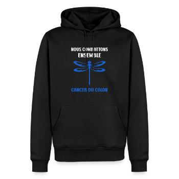Sensibilisation au cancer du côlon - Sweat à capuche Premium bio Homme - noir - Devant - Nico (187cm)