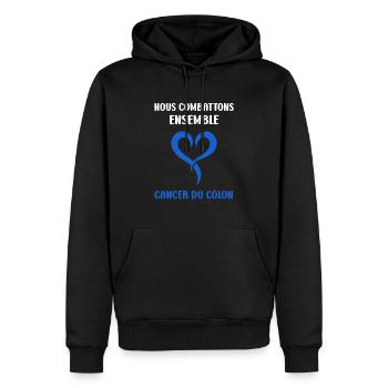 Sensibilisation au cancer du côlon - Sweat à capuche Premium bio Homme - noir - Devant - Nico (187cm)