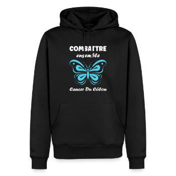 Sensibilisation au cancer du côlon - Sweat à capuche Premium bio Homme - noir - Devant - Nico (187cm)