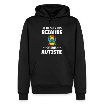 Je ne suis pas bizarre je suis autiste - Sweat à capuche Premium bio Homme - noir - Devant - Nico (187cm)