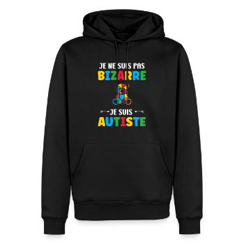 Je ne suis pas bizarre je suis autiste - Sweat à capuche Premium bio Homme - noir - Devant - Nico (187cm)