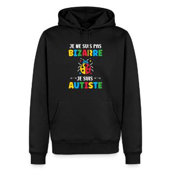 Je ne suis pas bizarre je suis autiste - Sweat à capuche Premium bio Homme - noir - Devant - Nico (187cm)