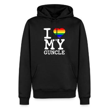 J’aime mon oncle Gay Homosexuel Rainbow Heart - Sweat à capuche Premium bio Homme - noir - Devant - Nico (187cm)