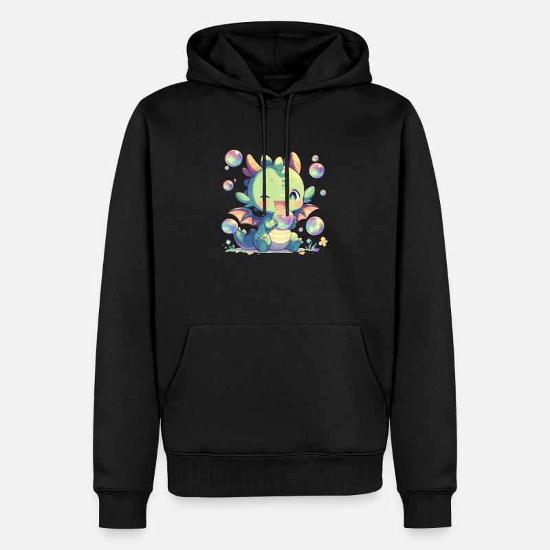 Drache Bubbles Kawaii Drache Kinder - Männer Premium Bio Hoodie - Schwarz