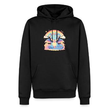 Drache Regenbogen Kawaii Drache Kinder - Männer Premium Bio Hoodie - Schwarz - Vorne - Nico (187cm)