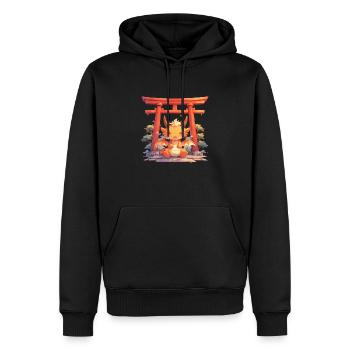 Drache Japanisches Torii-Tor Kawaii - Männer Premium Bio Hoodie - Schwarz - Vorne - Nico (187cm)