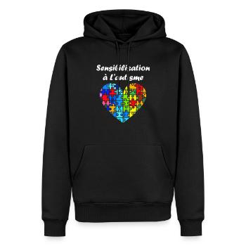 sensibilisation a l'autisme autiste - Sweat à capuche Premium bio Homme - noir - Devant - Nico (187cm)