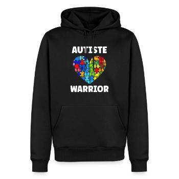 sensibilisation a l'autisme autiste - Sweat à capuche Premium bio Homme - noir - Devant - Nico (187cm)