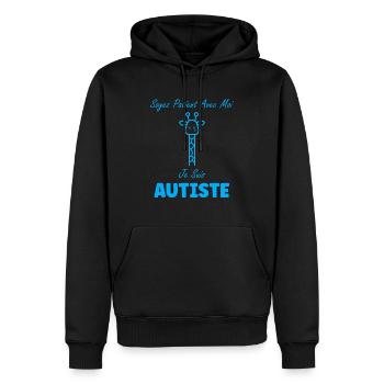 sensibilisation à l'autisme autiste - Sweat à capuche Premium bio Homme - noir - Devant - Nico (187cm)