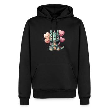 Drache Rosa Luftballons Valentinstag Niedlich - Männer Premium Bio Hoodie - Schwarz - Vorne - Nico (187cm)