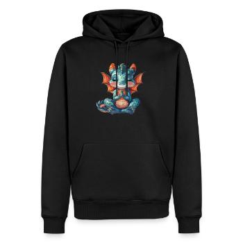 Drache Yoga Kawaii Drache Niedlich - Männer Premium Bio Hoodie - Schwarz - Vorne - Nico (187cm)
