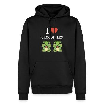 Humour Crocodile - Sweat à capuche Premium bio Homme - noir - Devant - Nico (187cm)