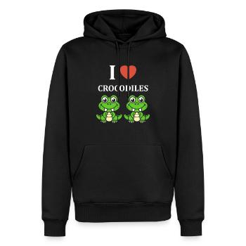 Humour Crocodile - Sweat à capuche Premium bio Homme - noir - Devant - Nico (187cm)