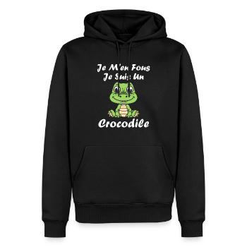 Humour Crocodile - Sweat à capuche Premium bio Homme - noir - Devant - Nico (187cm)