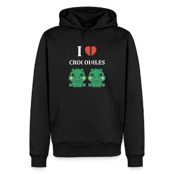 Humour Crocodile - Sweat à capuche Premium bio Homme - noir - Devant - Nico (187cm)