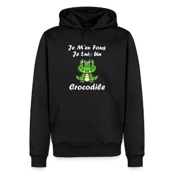 Humour Crocodile - Sweat à capuche Premium bio Homme - noir - Devant - Nico (187cm)