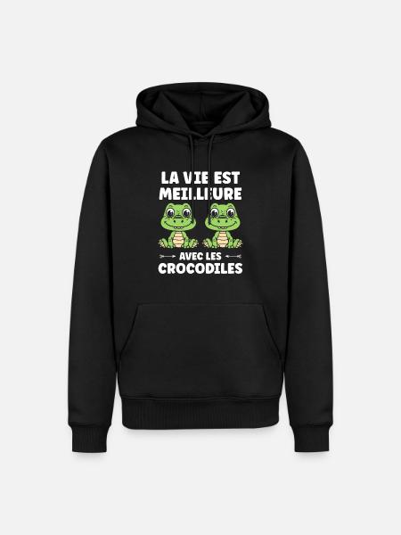 Humour Crocodile - Sweat à capuche Premium bio Homme - noir
