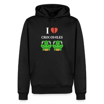 Humour Crocodile - Sweat à capuche Premium bio Homme - noir - Devant - Nico (187cm)