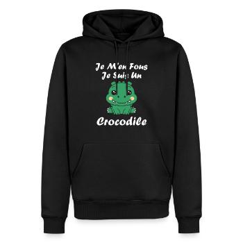 Humour Crocodile - Sweat à capuche Premium bio Homme - noir - Devant - Nico (187cm)