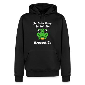 Humour Crocodile - Sweat à capuche Premium bio Homme - noir - Devant - Nico (187cm)