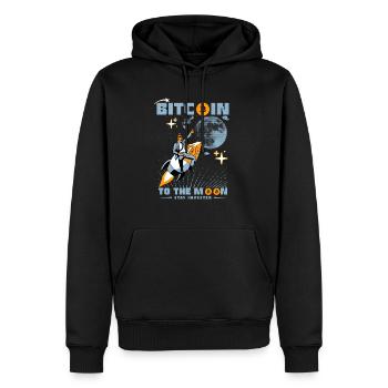 Bitcoin sur la lune - Sweat à capuche Premium bio Homme - noir - Devant - Nico (187cm)