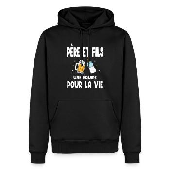 Aperitif Vater und Sohn Team fürs Leben Papa Geschenk - Männer Premium Bio Hoodie - Schwarz - Vorne - Nico (187cm)
