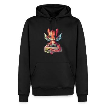 Drache Sushi Japanisch Kawaii - Männer Premium Bio Hoodie - Schwarz - Vorne - Nico (187cm)
