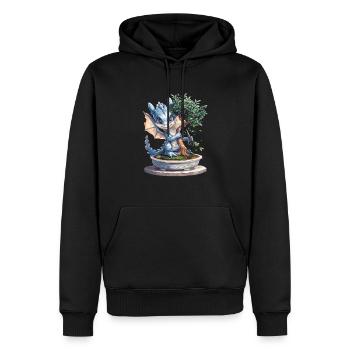 Dragon Bonsaï Japonais Kawaii - Sweat à capuche Premium bio Homme - noir - Devant - Nico (187cm)