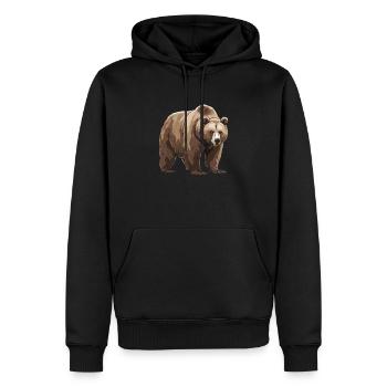 Grizzli Ours brun - Sweat à capuche Premium bio Homme - noir - Devant - Nico (187cm)