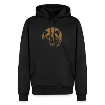 Grizzli Ours brun - Sweat à capuche Premium bio Homme - noir - Devant - Nico (187cm)