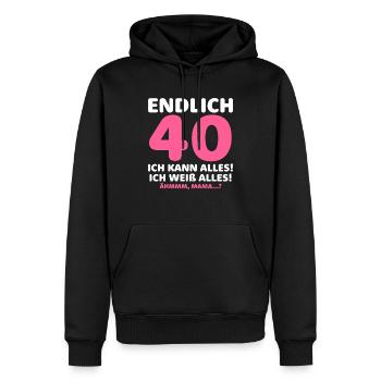 Endlich 40 Ich Kann Alles Ich Weiß Alles - Männer Premium Bio Hoodie - Schwarz - Vorne - Nico (187cm)