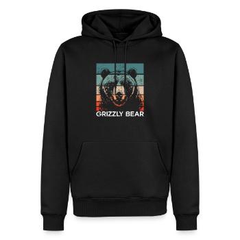 Grizzli Ours brun - Sweat à capuche Premium bio Homme - noir - Devant - Nico (187cm)