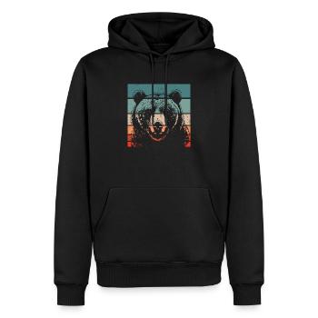 Grizzli Ours brun - Sweat à capuche Premium bio Homme - noir - Devant - Nico (187cm)
