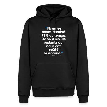 Citation célèbre footballeur - Sweat à capuche Premium bio Homme - noir - Devant - Nico (187cm)