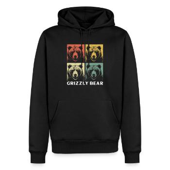 Grizzli Ours brun - Sweat à capuche Premium bio Homme - noir - Devant - Nico (187cm)