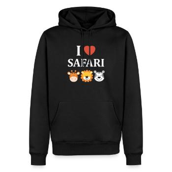 i love safari - Sweat à capuche Premium bio Homme - noir - Devant - Nico (187cm)